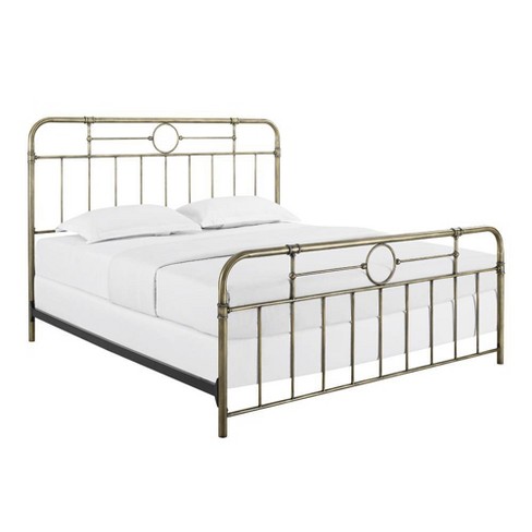 Aingoo Traditional Antique Pipe Shaped Double Bed Frame 4ft 6 Metal Bed Solid for Adults Kids Children Fits for 135 190 CM Mattress Antique Bronze 