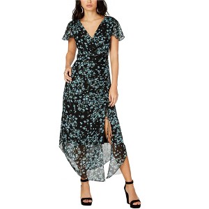 I.N.C International Concepts Womens Flutter-Sleeve Ruched Floral Maxi Dress, Black, 12 - 1 of 1