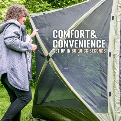 Green 6-Person Fiberglass Frame Camping Screen House with Carry Bag