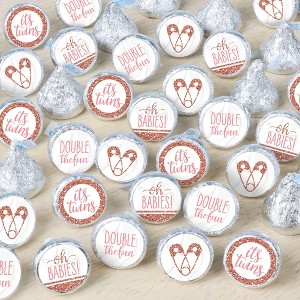 Big Dot of Happiness It's Twin Girls - Pink and Rose Gold Twins Baby Shower Small Round Candy Stickers - Party Favor Labels - 324 Count - 1 of 4
