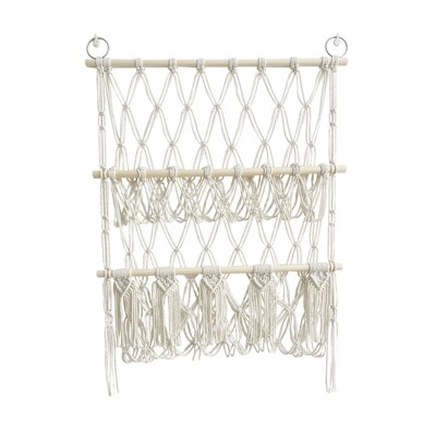 Stuffed Animal Storage Hammock Toy Hammock Net 2-layer Wood Plush Toys Holder Hanging Toy Organizer Wall Hanging Mesh Net for Nursery Play Room