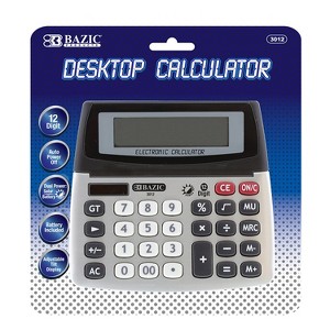 Bazic 12-Digit Dual Power Desktop Calculator with Adjustable Display (BAZ3012) - 1 of 1