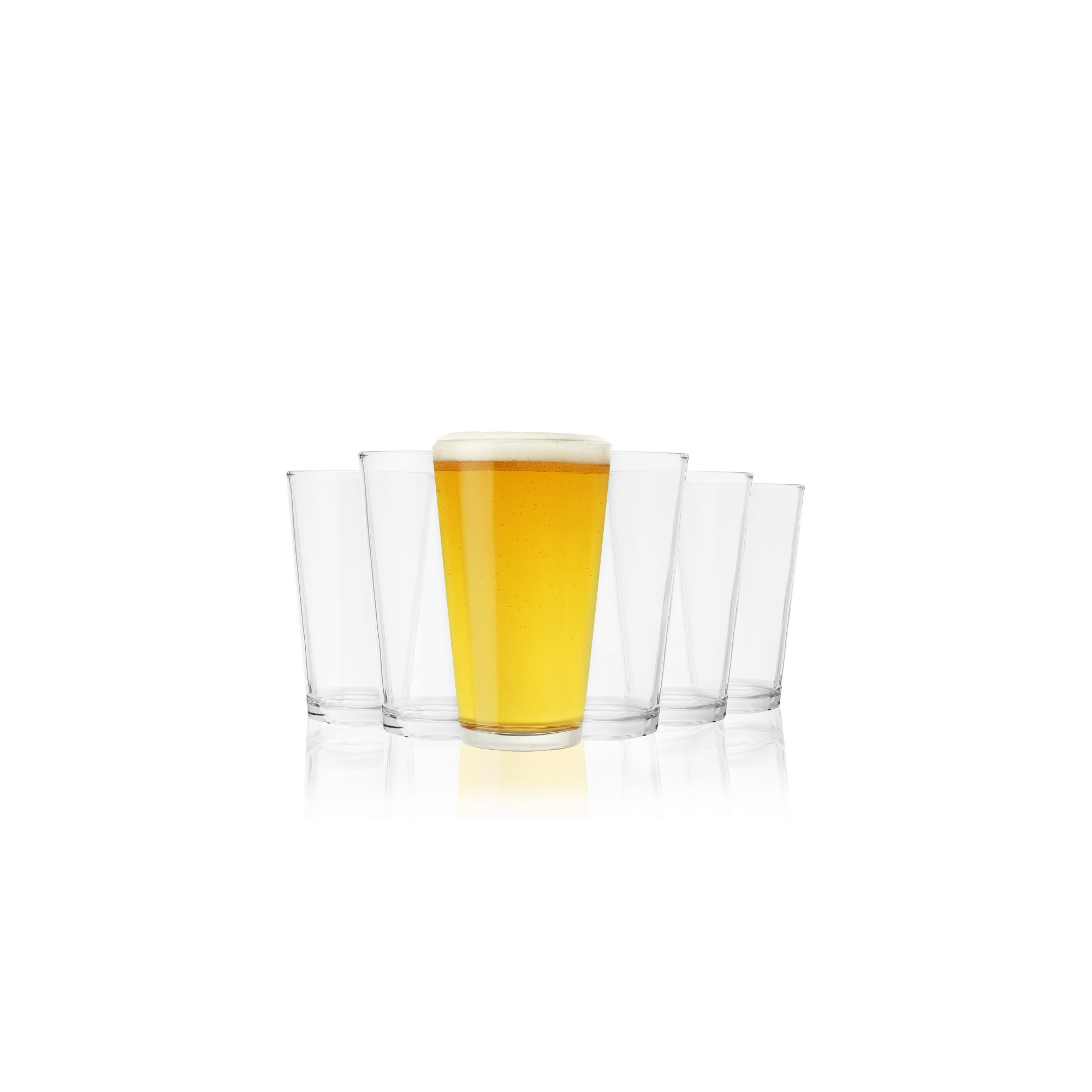 True Prost Stackable Beer Glasses Set of 6, Clear Pint Glasses for Beer, Cocktails, Juice and Water, Kitchen and Home Bar Gifts for Men & Women, 16 oz