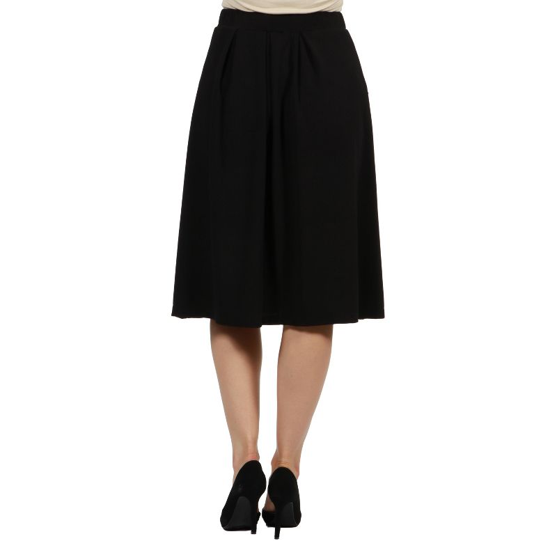 24seven Comfort Apparel Women's Classic Knee Length Black Skirt, 3 of 5