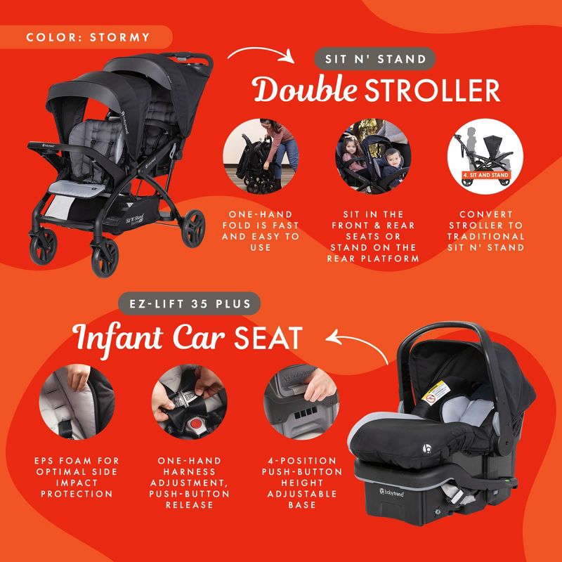 Baby Trend Sit N Stand Double Stroller, 3 of 7