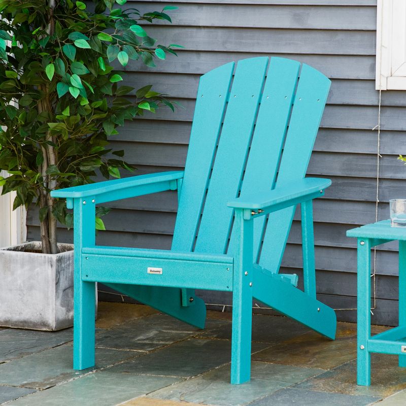Outsunny Plastic Adirondack Chair, Outdoor Fire Pit Seating HDPE Lounger Chair with High Back and Wide Seat for Patio, Backyard, Garden, 3 of 11