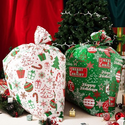 Jumbo Festive Christmas Gift Bags with Tags, 44” x 36”, Set of 8