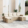 vidaXL 6 Piece Patio Sofa Set with Cushions Beige and Cream Poly Rattan - Without Storage - 2 of 4