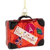 Northlight 3.25" Shiny Red Bon Voyage Travel Suitcase Glass Christmas Hanging Ornament - 3 of 4