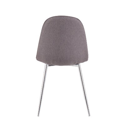 Set of 2 Charcoal Gray Velvet Upholstered Side Chairs with Metal Legs