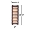John Timberland Modern Outdoor Wall Light Fixture Rubbed Bronze Grid 16 3/4" Frosted Glass Cylinder for Exterior Porch Patio - 4 of 4