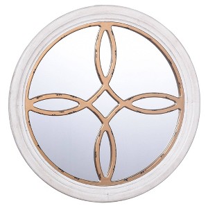 Distressed Round Wooden Traditional Wall Mirror Gold - StyleCraft: 18.5" Mirror, No Assembly Required - 1 of 4