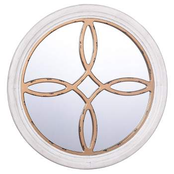 Distressed Round Wooden Traditional Wall Mirror Gold - StyleCraft