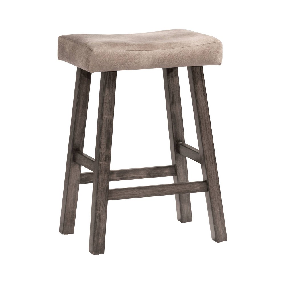 Photos - Chair 30" Saddle Backless Barstool Rustic Gray/Taupe – Hillsdale Furniture