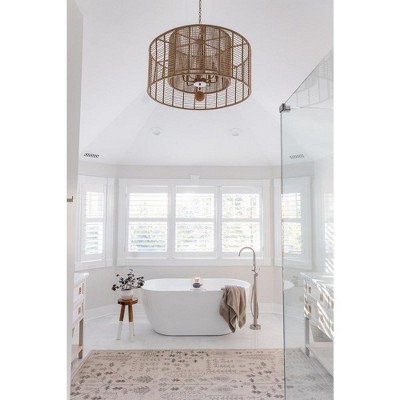 Jayna 8-Light Burnished Silver and Jute Drum Chandelier