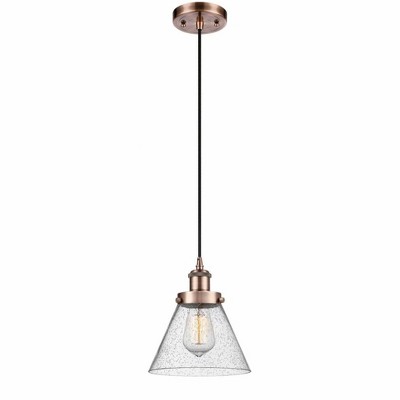 Cone - 1 Light Cord Hung Mini Pendant In Industrial Style-10 Inches Tall and 8 Inches Wide