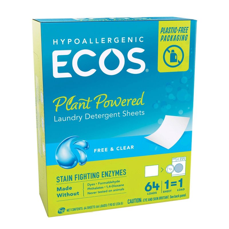 ECOS Plastic-Free Laundry Detergent Sheets - 7.9oz/64 Loads, 3 of 12