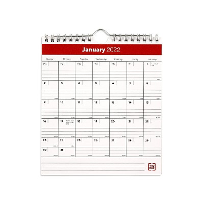 TRU RED 2022 7" x 6" Wall Calendar Red/Black/White TR53923-22