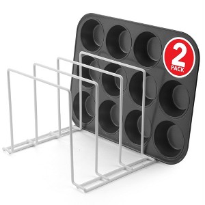 Stock Your Home Steel Baking Pan Organizer Rack for Cabinet or Counter -White (2 Pack) - 1 of 4
