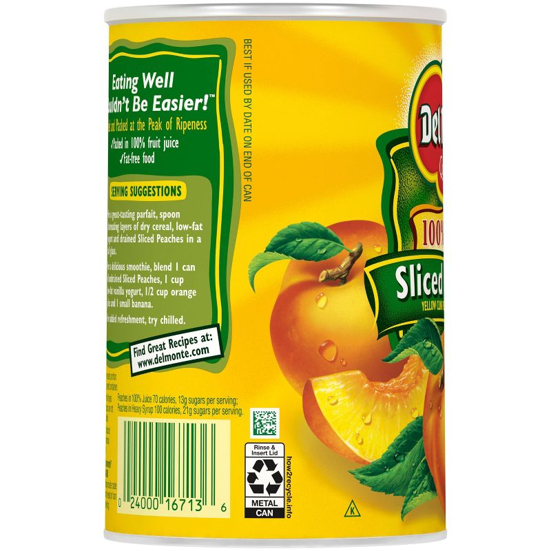 Del Monte Yellow Cling Peach Slices in 100% Real Fruit Juice 15oz, 5 of 6