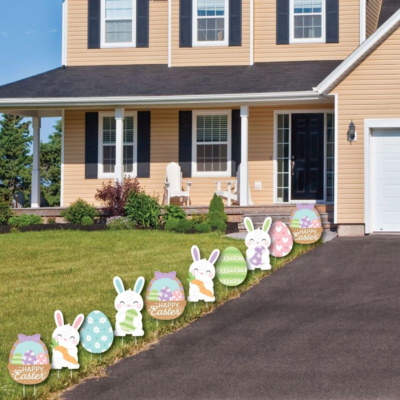 Big Dot of Happiness Spring Easter Bunny - Bunny, Egg, Basket Lawn Decorations - Outdoor Happy Easter Party Yard Decorations - 10 Piece, 3 of 9