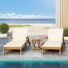 Okak Acacia Wood Outdoor Chaise Lounge with A Side Table,Reclining Long Chair Pool Chaise with Built-In Side Table,Outdoor Furniture,Natural - 4 of 4