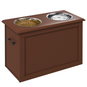 INFURNIC Pet Bowl Raised Feeding Station with Storage Stainless Steel Bowls Elevated Design for Large Dogs, Brown, 23.5"*11.75"*16.25" - 1 of 4