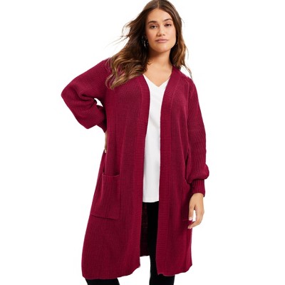 June + Vie By Roaman's Women’s Plus Size Open-front Cardigan, 30/32 ...