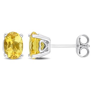 EVERLY JEWELRY | Sterling Silver Oval-cut Gemstone Stud Earrings– Multiple Gemstone Options - 1 of 4