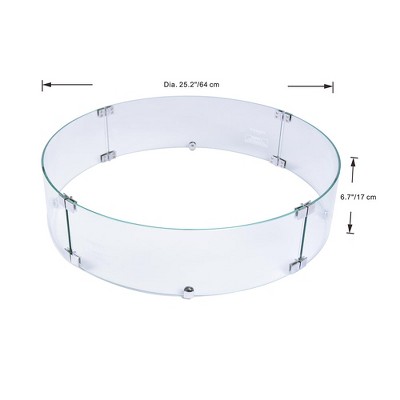 Clear Tempered Glass Round Fire Pit Wind Screen
