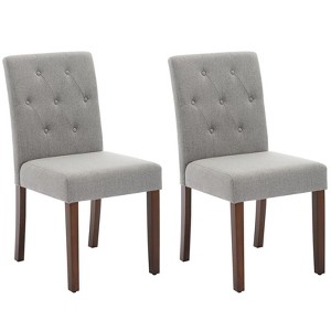 Upholstered Dining Chairs Set of 2, Modern Fabric Kitchen Side Chairs with Sturdy Wood Legs,Rubber Frame,Sleek Parsons Design - 1 of 4
