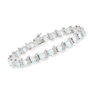 Ross-Simons 9.50 ct. t.w. Aquamarine Tennis Bracelet With Diamond Accents in Sterling Silver - 1 of 4