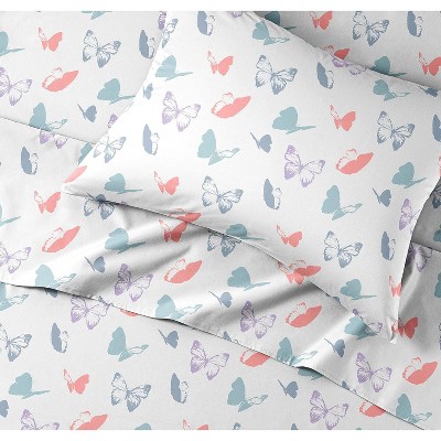 Twin Butterfly Print Microfiber Kids Bedding Set