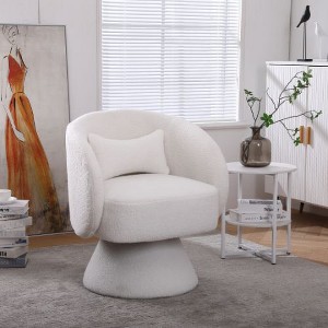 CAVINAS Fabric Swivel Chair, Accent Chair with Hidden 360° Swivel Base, Round Barrel Chair, Armchair for Living Room Bedroom - 1 of 4