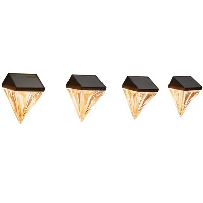 Collections Etc Unique Solar Powered Diamond Shadow Lights - Set of 4