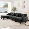 Boucle Fabric Convertible L-Shaped Sectional Sofas with Shell-Shaped Armrests, Removable Ottoman, and Wrapped Cylindrical Legs - 4 of 4