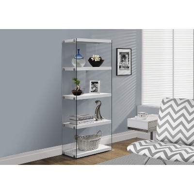 Dark Taupe and Chrome 5-Tier Glass Bookcase