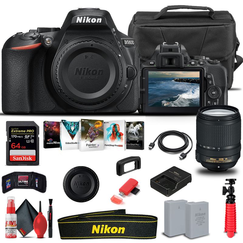 Nikon D5600 DSLR Camera W/ 18-140mm Lens 1577  - Basic Bundle, 1 of 5