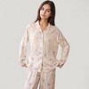 Anna-Kaci Lounge Women's Long Sleeve Pajama Set Watercolor Floral Print Button-Up Top with Relaxed Wide Leg Pants - 4 of 4