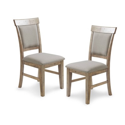 Ink+Ivy 2pk Oliver Dining Side Chairs Cream/Gray: Upholstered Polyester, Wood Frame, Foam Fill