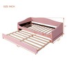 Sapphtopaz Teddy Fleece Twin/Full Size Upholstered Daybed Wave Arm Design Apartment Space Saver with Hidden Storage Compartment, Beige - 3 of 4
