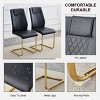 TopComfy Dining Chairs Set Of 4 Dining Chairs With Faux Leather Padded Seats Dining Room Chairs Gold Metal Leg For Kitchens, Black, 16"*19"*38" - 4 of 4