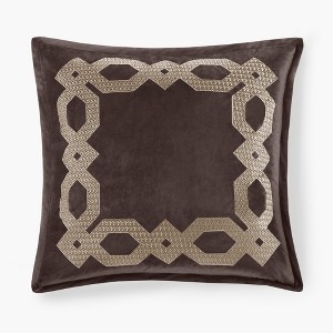 Gracie Mills Mallor Geometric Embroidered Velvet European Pillow Sham - 1 of 4