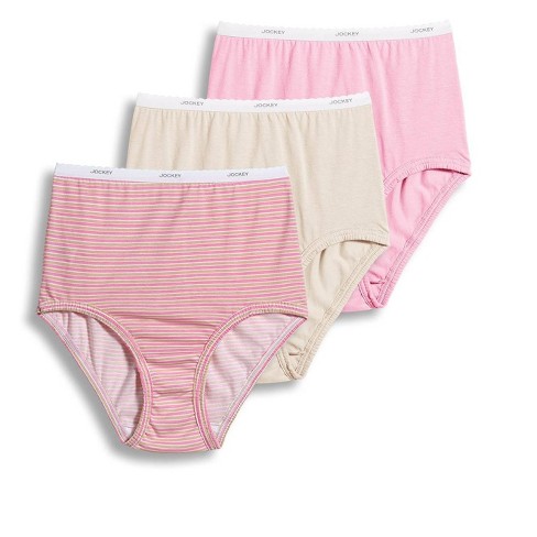 Jockey Women's Plus Size Classic Brief - 3 Pack 9 Sienna Sunset/Simple Pink  Stripe/Ivory