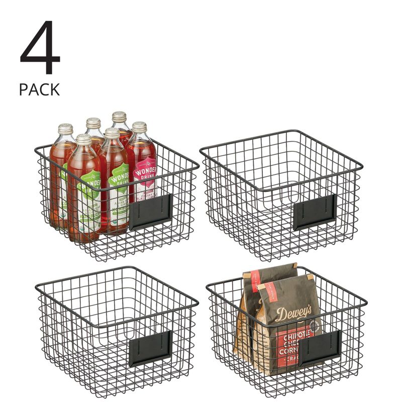 mDesign Small Steel Kitchen Organizer Basket - Label Slot, 2 of 10