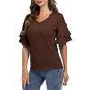 BLUEMING Womens Flutter Elbow Sleeve Shirts V Neck Tee Blouse Pagoda Sleeve T-Shirts Summer Tee Blouse Flowy Tops - 3 of 4