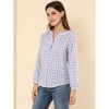 Allegra K Women's Casual Plaid Blouse Button Up V-Neck Long Sleeve Western Shirt - 4 of 4