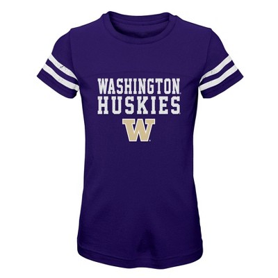 NCAA Washington Huskies Girls' Striped T-Shirt - XS