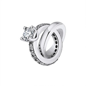 Engagement Ring Set Charm European Bead CZ Sterling Silver Ginger Lyne Collection - 1 of 4