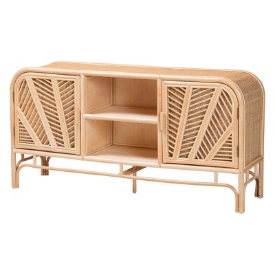 Carabella Natural Rattan Bohemian 2-Door Storage Cabinet
